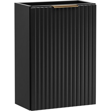 Furnidea - Meuble lave main à suspendre ADEL NOIR 40 cm - Une porte - Façades rainurées (1/5)
