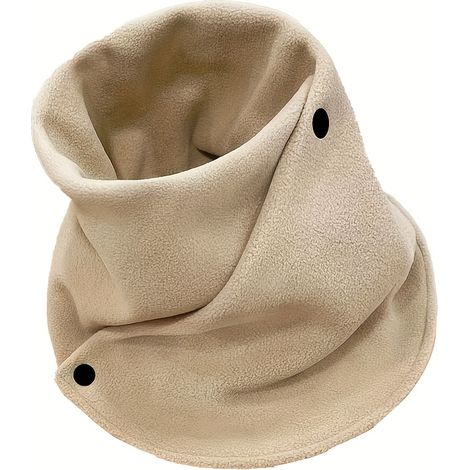Cache-cou élégant à pression épais pour femmes et hommes - Beige/Noir/Blanc/Marron, chaleur hivernale, col souple coupe-vent, sans taille (1/5)