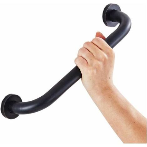 Poignée de Baignoires 53cm Barre D'Appui Inox Mural Porte-serviettes Noir (1/4)