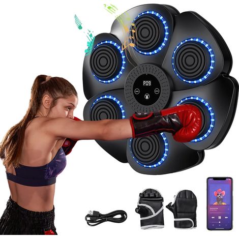 Entraîneur de boxe, connexion Bluetooth, réglage du rythme à 9 vitesses, noir (1/2)