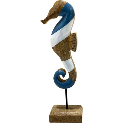 Blaues Seepferdchen, maritimes Deko-Objekt, Holzfigur, maritimes Ornament für Zuhause, Büro, originelles Geschenk