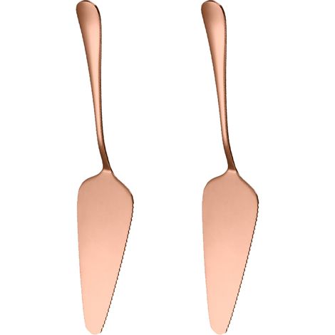 Lot de 2 pelles à gâteau triangulaires dentées en acier inoxydable - Or rose (1/5)