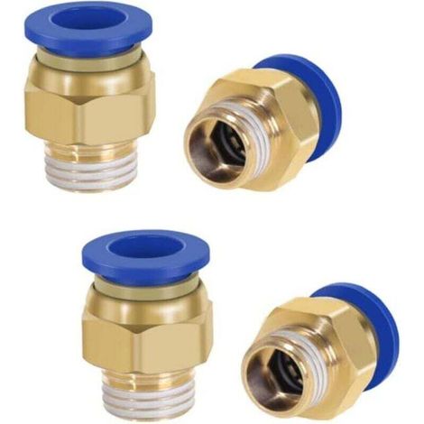 Satz mit 4 pneumatischen Verschraubungen 1/4" bis 12 mm – Für Druckluftanschluss – Industriequalität