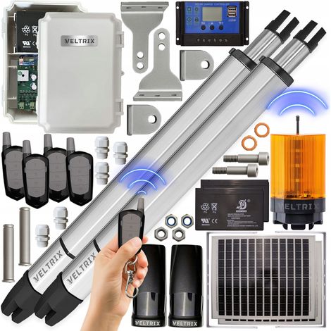 Motor para puerta de doble hoja - 2 x 2 m - 400 kg - Kit solar x2 - Luz LED (1/5)