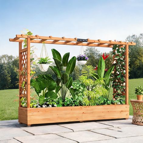 Porte-plantes bois naturel en bois de sapin 200 x 44 x 113,5 cm (1/5)