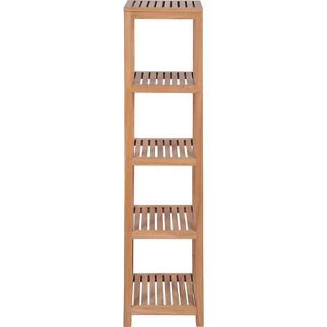 vidaXL Badezimmertrolley 4 Ebenen aus massivem Teakholz 42x42x165 cm