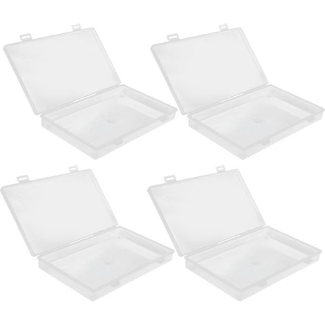 Lot de 4 boîtes en plastique transparent avec couvercle à charnière, contenants de rangement polyvalents pour petits objets (1/5)