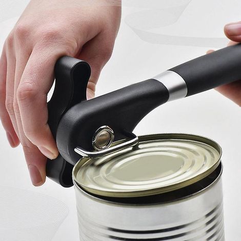 Manueller Dosenöffner mit glatter Schneide, handlich, keine scharfen Kanten mit weichen Griffen, Dosenöffner aus lebensmittelechtem Edelstahl, professionell ergonomisch (1/5)