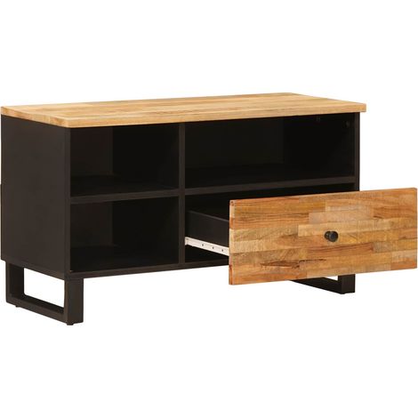 Meuble TV Marron 80 x 33 x 46 cm Bois de mangue massif (1/5)