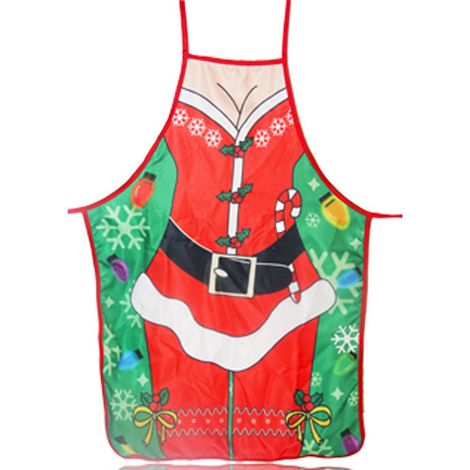 Tablier De Noel - 75 X 120 Cm - Coton Polyester Mixte - Pour Cuisine Boulangerie Decoration Fete Maison - 1 Piece (1/5)