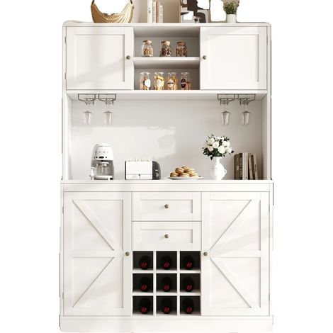 Meuble de cuisine, étagères réglables, porte-bouteilles, CQY-blanc (1/2)