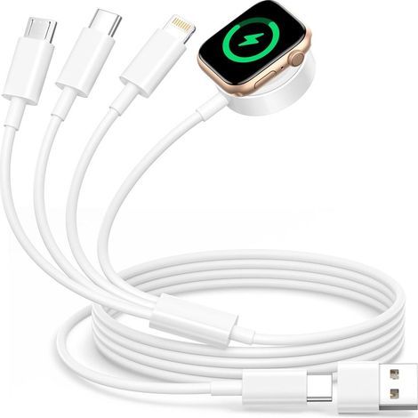 4-i-2-laddare för Apple Watch, multiladdare Apple Watch och iPhone iWatch magnetisk laddare Apple Watch laddningskabel (1/5)