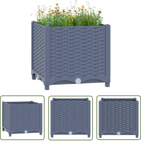 The Living Store Lit surélevé 40x40x38 cm Polypropylène - Jardin - Balcon - Terrasse - Pots De Fleurs - Jardinière (1/5)