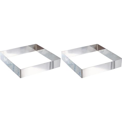 Lot de 2 Cercle Carré Pour Pâtisserie 20x20cm Acier Inoxydable Usage Professionnel
