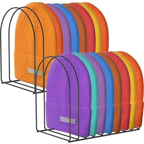 Lot de 2 Porte-Chapeaux en Métal, Réutilisables, en Laine Tricotée, Étagère Polyvalente pour Comptoir, Porte-Bonnets, Présentation et Organisateur de Bureau, Noir, 17 x 23 x 26 cm, Fer (1/4)