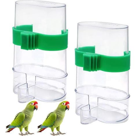 Set of 2 Water Dispensers, PP Plastic, 220 ml, Transparent, For Budgies, Parrots (1/4)