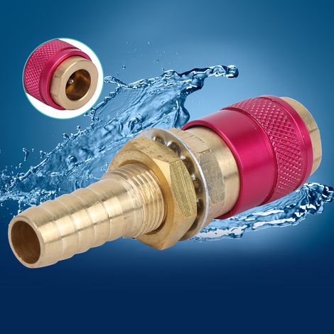 Lot de 2 raccords rapides M10 rouges pour torche de soudage TIG, refroidis par eau et par gaz. Adaptateur pour refroidissement par eau et par gaz. (1/5)