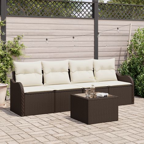 Gartensofa-set Braun Poly-Rattan vidaXL (1/5)