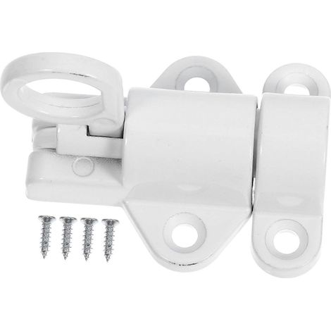 Loquet de porte en aluminium blanc avec verrouillage à ressort robuste et sécurisé pour trappe de grenier et armoires (1/5)