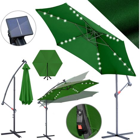 TolleTour Sonnenschirm 3m Grün mit LED – Für Garten, Terrasse & entspannte Abende im Grünen