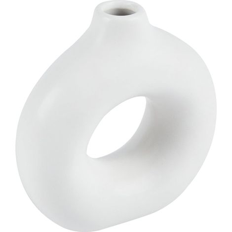 Vase en plastique blanc, 19 x 20 cm – vase rond – parfait pour les fleurs séchées et la décoration moderne. (1/5)