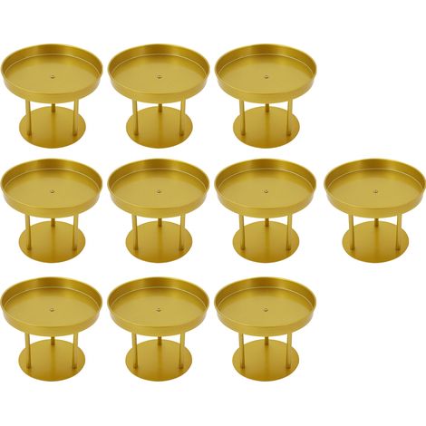 Lot de 10 support à fleurs rond en métal doré, centre de table décoratif, présentoirs à gâteaux, présentoir floral pour cérémonie, fête, mariage, anniversaire et réception (1/5)