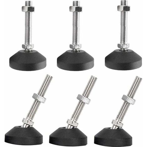 Patas para muebles - Juego de 6 patas universales ajustables de silicona D50 × M8 × 50, base giratoria con rosca M8 de nailon, deslizadores para patas de mesa -Crezuo