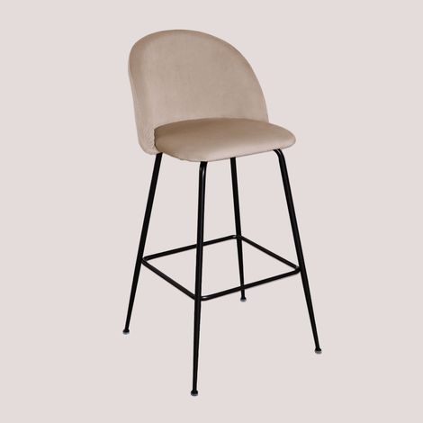 Pack de 2 taburetes altos en terciopelo Kana Design SKLUM     Negro    ↑75 cm (1/5)