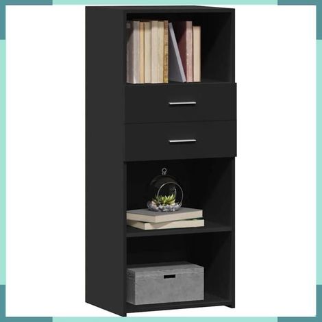 846174 Buffet haut noir 50x42,5x124 cm bois d'ingénierie (1/5)