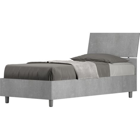Letto Singolo 80x200 cm Senza Rete Testata Inclinata Demas Grigio (1/5)
