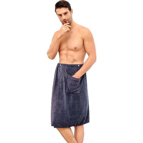 Kilt de sauna pour hommes - Jupe de bain - Réglable - Microfibre - Serviette de bain douce pour hommes - Serviette de bain - Serviette de bain portable - Pour sauna, salle de sport, natation, vacances (1/5)