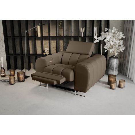 Sessel mit Relaxfunktion BASTIEN RELAX in Stoff Terra Braun