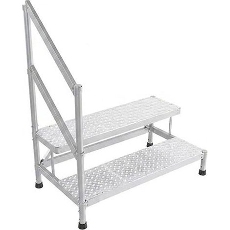 Montagetritt  aus Aluminium - 2 Stufen - Breite 1.50m - Geländer links - MP2-150-GCG (1/5)