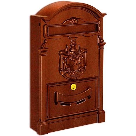 Alubox 62359 Residence Cassetta Postale Alluminio Pressofuso Uso Esterno Serratura Ottone 41x26x9 cm colore Ruggine (1/3)