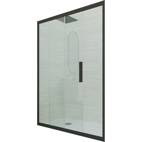 Puerta de ducha  cm corredera pvc Negro Mate Deco