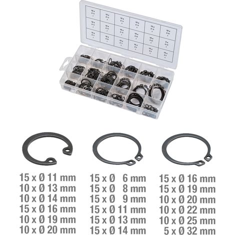 Ks Tools – Assortiment de circlips internes et externes 225 pcs – Norme DIN 471/472 – Dimensions 6-32 mm et 11-20 mm – Coffret plastique (1/7)
