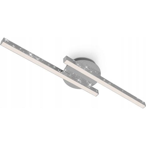 Plafonnier LED, lampe de plafond avec effet pailleté, 10,5 watts, 1400 lumens, 3000 Kelvin, chrome, 600x140x52mm (LxlxH) (1/5)