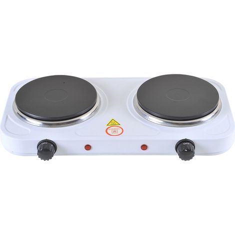 Doppia Piastra Fornello Elettrico da Campeggio 2000W Bauer Bianco