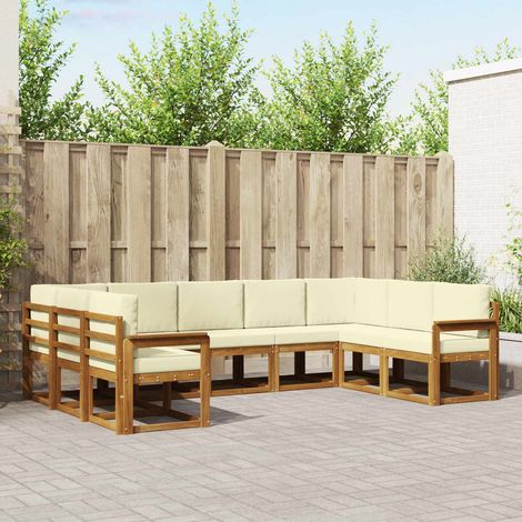 Outdoor-Sofagarnitur mit Kissen 9 pcs Natur und Creme