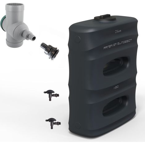 Récupérateur Eau de Pluie Hors-Sol Mural 450 Litres DS EAU Gris Anthracite  + connectique d'entrée et Filtre gouttière Garantie 5 ans (1/4)