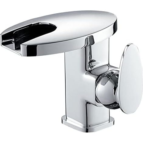 Grifo de baño con luz LED, grifo para lavabo, mezclador monomando de latón, color plateado (1/5)