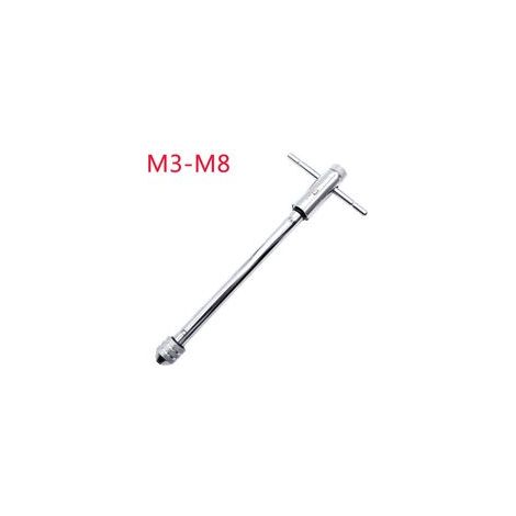 Clé à cliquet réglable avec poignée en T, pour tarauds métriques M3-M8, alésoir, clé à cliquet, outil à main, corps de 248 mm