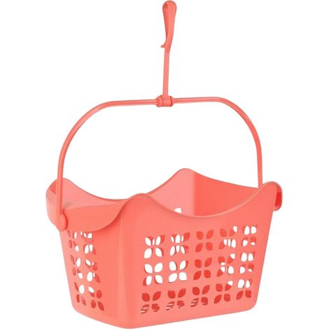 1 panier à pinces à linge avec crochet et poignée de transport - Panier à pinces à suspendre à une corde à linge et à l'étendoir - Panier suspendu en plastique PP - 24 x 14,5 x 13 cm (1/4)