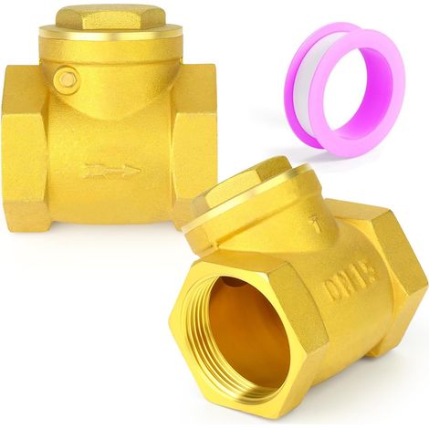 2 pièces clapet anti-retour à battant en laiton, clapet anti-retour femelle 1/2" BSP, raccord de plomberie pour empêcher le refoulement du fluide pour l'huile, l'eau, le gaz et l'air (1/5)