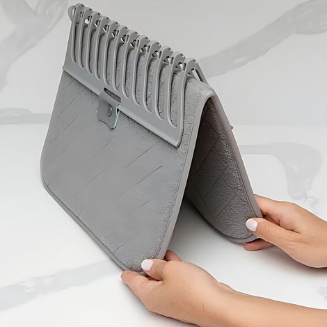 Alfombrilla de drenaje plegable y absorbente multiusos para encimera (gris). (1/5)
