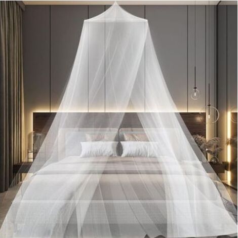 Moustiquaire de lit, Grand Moustiquaire Lit Double et Simple, Universelle Moustiquaire de Lit pour Bebe Enfant Adulte, Moustiquaire pour Lit, Ciel de Lit pour Maison et Voyage(Blanc) (1/4)