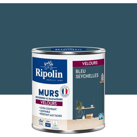 Peinture aspect Velours - 0,5L - Bleu Seychelles - Ripolin (1/5)
