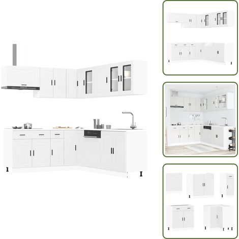 11-tlg. Küchenschrank-Set Porto Weiß Holzwerkstoff - Küchenschrank-Set - Küchenschrank-Sets - Küchenzeile Einbauküche - Küchenschrank (1/5)