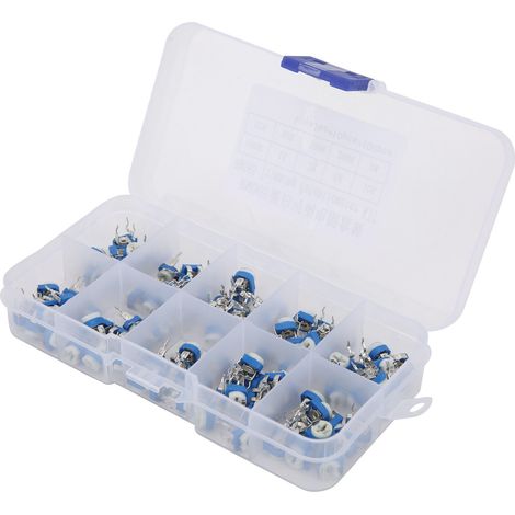 100 potentiomètres ajustables à résistance variable, composants électroniques RM065, bleu et blanc (1/5)