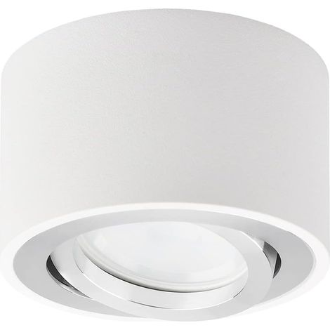 lot de 1 Spot LED en Saillie Orientable Ø80x50mm Plafonnier Luminaire Apparent Ronde Blanc Plafonnier Spot Downlight 5W LED Module 400LM 3000K Blanc Chaud (1/4)